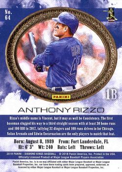 2018 Panini Diamond Kings - Framed Red #64 Anthony Rizzo Back