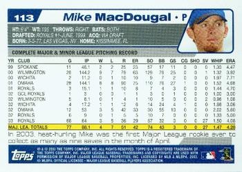 2004 Topps #113 Mike MacDougal Back