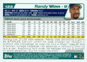 2004 Topps #122 Randy Winn Back
