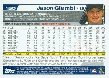 2004 Topps #150 Jason Giambi Back