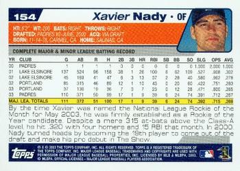 2004 Topps #154 Xavier Nady Back