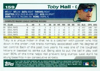 2004 Topps #159 Toby Hall Back