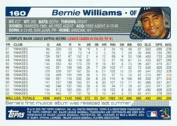 2004 Topps #160 Bernie Williams Back