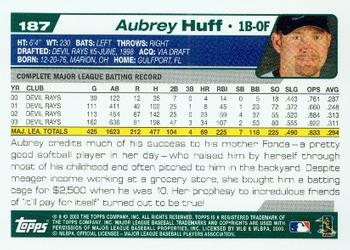 2004 Topps #187 Aubrey Huff Back