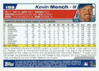 2004 Topps #188 Kevin Mench Back