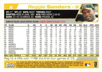 2004 Topps #2 Reggie Sanders Back