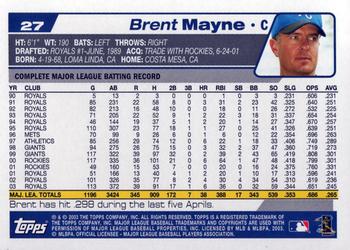 2004 Topps #27 Brent Mayne Back