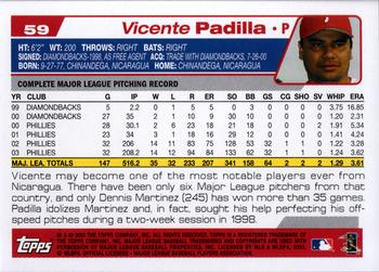 2004 Topps #59 Vicente Padilla Back