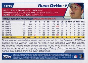 2004 Topps #126 Russ Ortiz Back