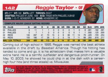 2004 Topps #142 Reggie Taylor Back
