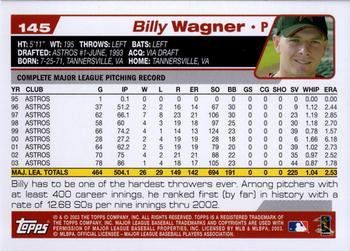 2004 Topps #145 Billy Wagner Back