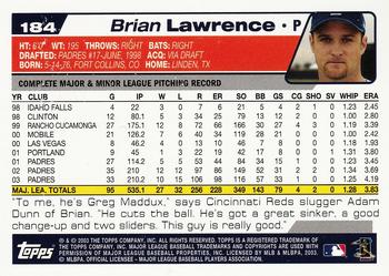 2004 Topps #184 Brian Lawrence Back