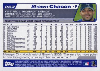 2004 Topps #257 Shawn Chacon Back