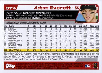2004 Topps #374 Adam Everett Back