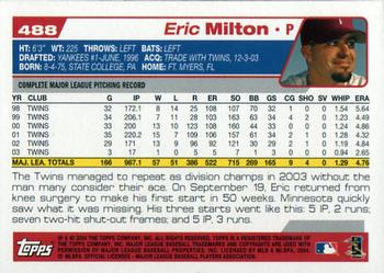 2004 Topps #488 Eric Milton Back