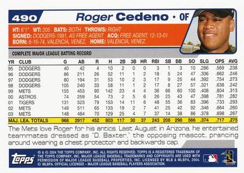 2004 Topps #490 Roger Cedeno Back