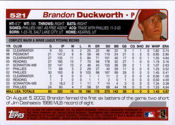 2004 Topps #521 Brandon Duckworth Back