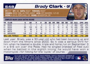 2004 Topps #548 Brady Clark Back