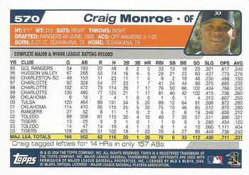 2004 Topps #570 Craig Monroe Back