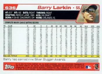 2004 Topps #636 Barry Larkin Back