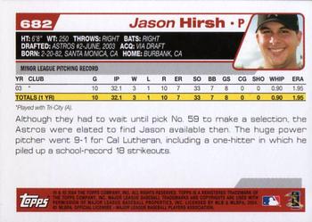 2004 Topps #682 Jason Hirsh Back