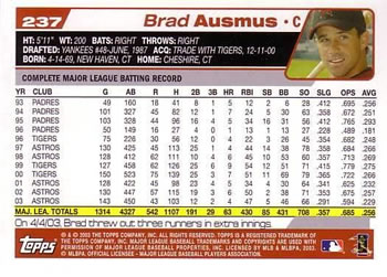 2004 Topps #237 Brad Ausmus Back