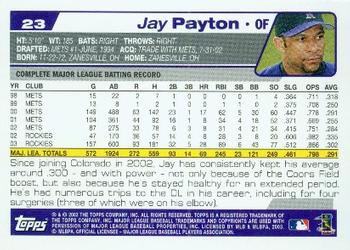 2004 Topps #23 Jay Payton Back