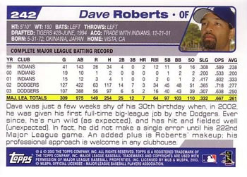 2004 Topps #242 Dave Roberts Back