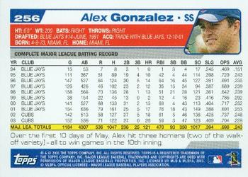2004 Topps #256 Alex S. Gonzalez Back