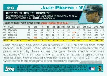 2004 Topps #26 Juan Pierre Back