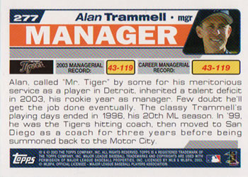 2004 Topps #277 Alan Trammell Back