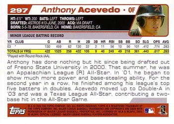 2004 Topps #297 Anthony Acevedo Back