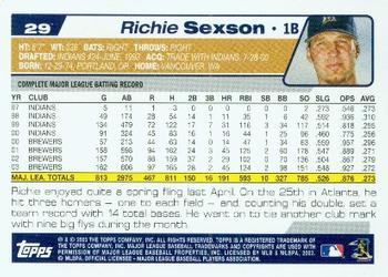 2004 Topps #29 Richie Sexson Back
