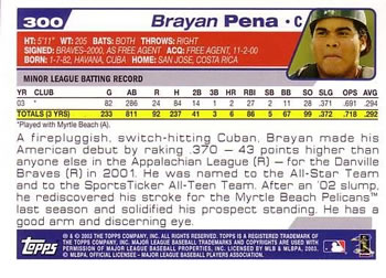 2004 Topps #300 Brayan Pena Back