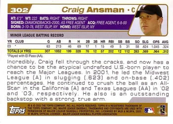 2004 Topps #302 Craig Ansman Back