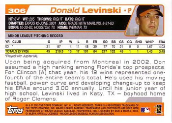 2004 Topps #306 Donald Levinski Back