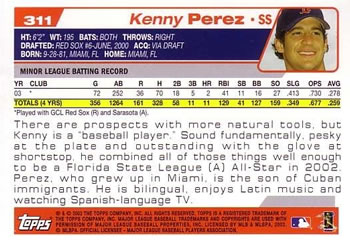 2004 Topps #311 Kenny Perez Back