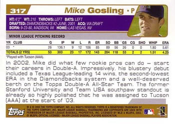 2004 Topps #317 Mike Gosling Back