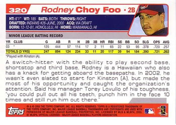 2004 Topps #320 Rodney Choy Foo Back