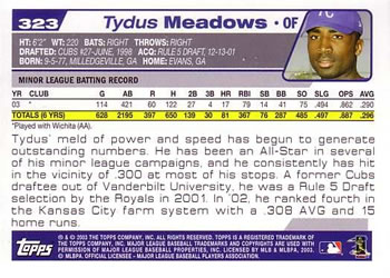 2004 Topps #323 Tydus Meadows Back