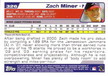 2004 Topps #326 Zach Miner Back