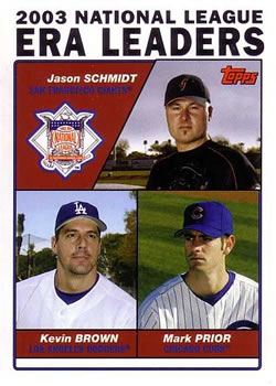 2004 Topps #347 2003 National League ERA Leaders (Jason Schmidt / Kevin Brown / Mark Prior) Front