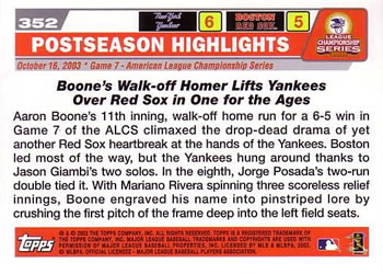 2004 Topps #352 Yankees Send Sox Packin' (Jason Giambi / Mariano Rivera / Aaron Boone) Back