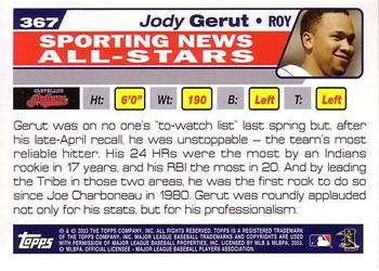 2004 Topps #367 Jody Gerut Back