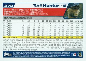 2004 Topps #372 Torii Hunter Back