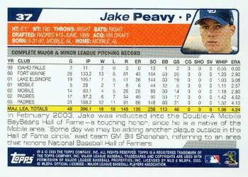 2004 Topps #37 Jake Peavy Back