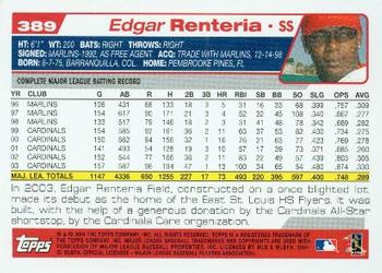 2004 Topps #389 Edgar Renteria Back