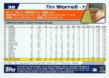 2004 Topps #38 Tim Worrell Back