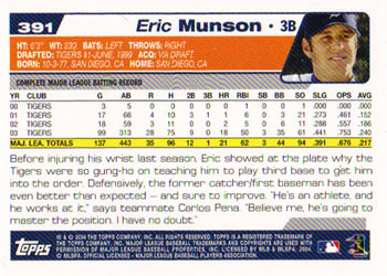 2004 Topps #391 Eric Munson Back