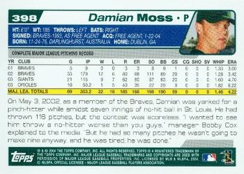 2004 Topps #398 Damian Moss Back